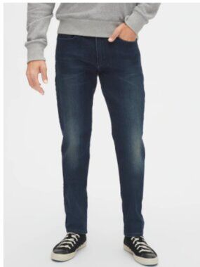 GAP Soft Wear Slim Straight Jeans with GapFlex, dark indigo blue, 33Wx30L, EUC